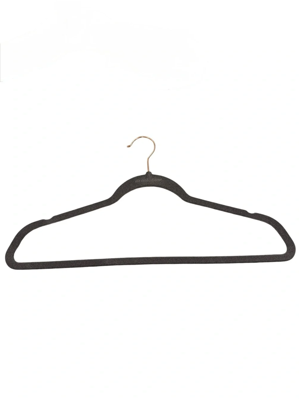 Set of 10 Non-Slip Velvet Brookstone Hangers - Light Gray with Rose Gold
